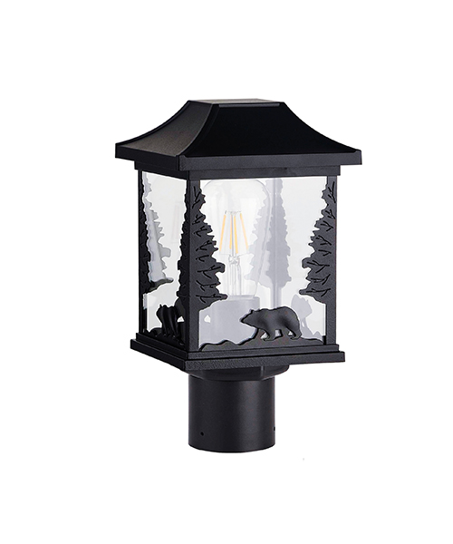 Bear-design outdoor decorative post lamp