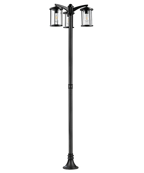 22315A Outdoor Stand Pole Lamp Antique 3 Heads Stree Light Source Die-casting Aluminum 2m Pathway Lights Aluminium Garden Post Light